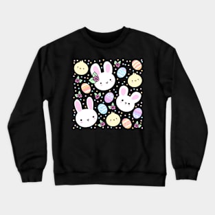 Cute easter bunny and easter eggs and flowers Crewneck Sweatshirt